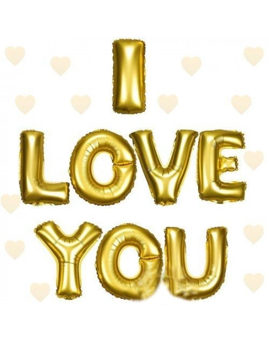 I Love You Folyo Balon Altın Renk 35 CM