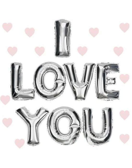 I Love You Folyo Balon Gümüş Renk 35 CM