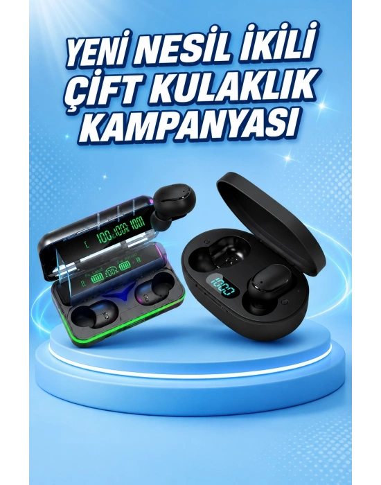 İkili Bluetooth Kulaklık Dijital Göstergeli Uzun Pil Ömrü Yüksek Ses Kaliteli
