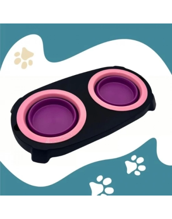 İkili Katlanabilir Evcil Hayvan Mama Kabı ve Standı