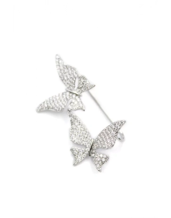 İkili Kelebek Kıkırdak Küpe - Gümüş