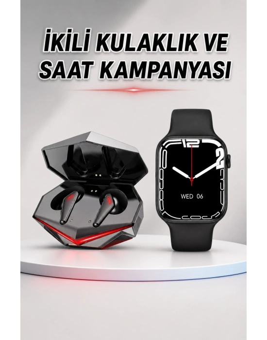 İkili Set Dev Kampanya Ucuz Kulaklık Ucuz Akıllı Saat Gürültü Önleyici Uzun Pil Ömrü