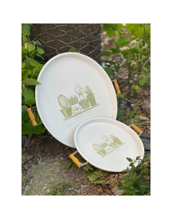 İkili Yuvarlak Sunum Tepsisi Seti