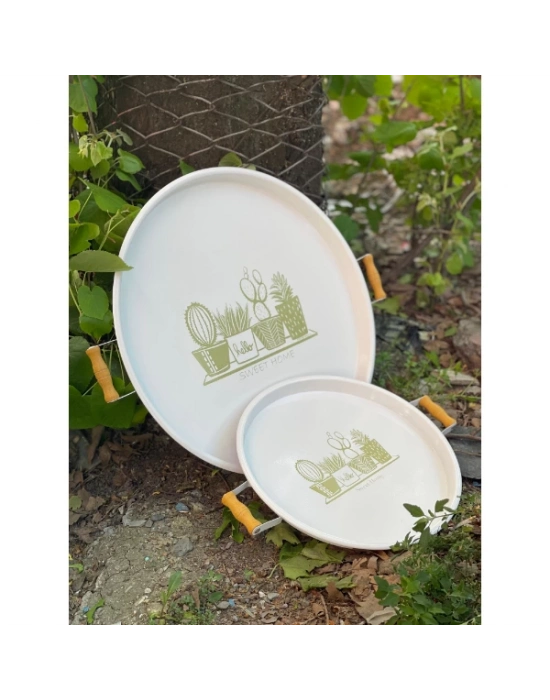 İkili Yuvarlak Sunum Tepsisi Seti