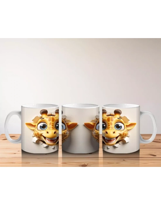 İkiz Zürafa Karakterleri Deseni – Baskılı Kahve Kupası