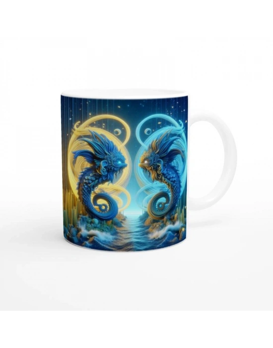 İkizler Burcu Baskılı Kahve Kupası - Astral Denizaltı Dünyası Vs1