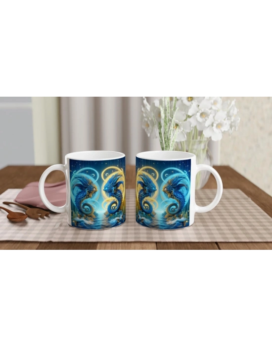 İkizler Burcu Baskılı Kahve Kupası - Astral Denizaltı Dünyası Vs1