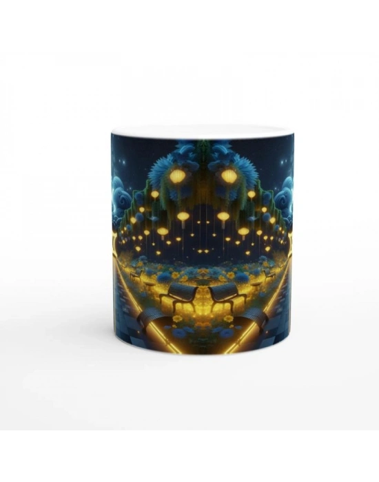 İkizler Burcu Baskılı Kahve Kupası - Ay ışığında Zodyak Bahçesi Vs3