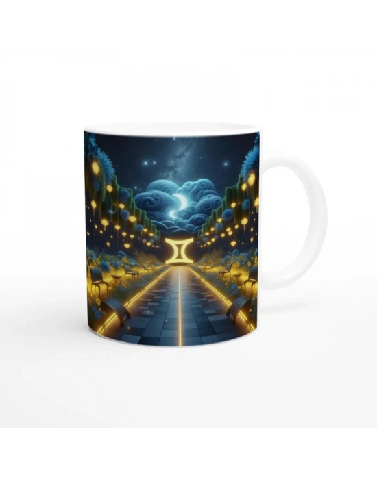 İkizler Burcu Baskılı Kahve Kupası - Ay ışığında Zodyak Bahçesi Vs3