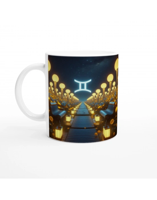 İkizler Burcu Baskılı Kahve Kupası - Ay ışığında Zodyak Bahçesi Vs4