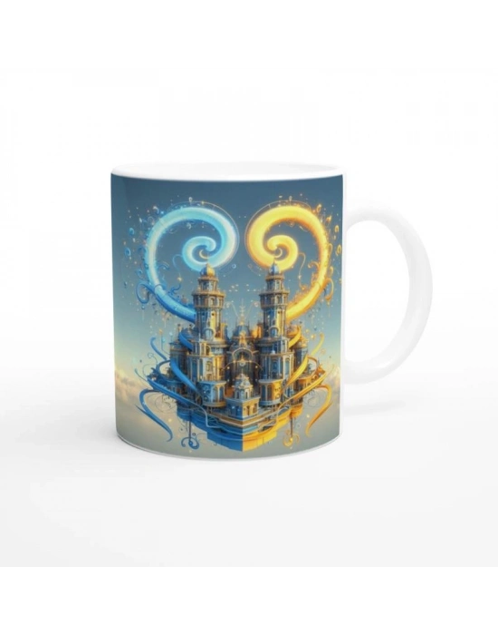 İkizler Burcu Baskılı Kahve Kupası - Burçlar Krallığı Şatosu Vs4