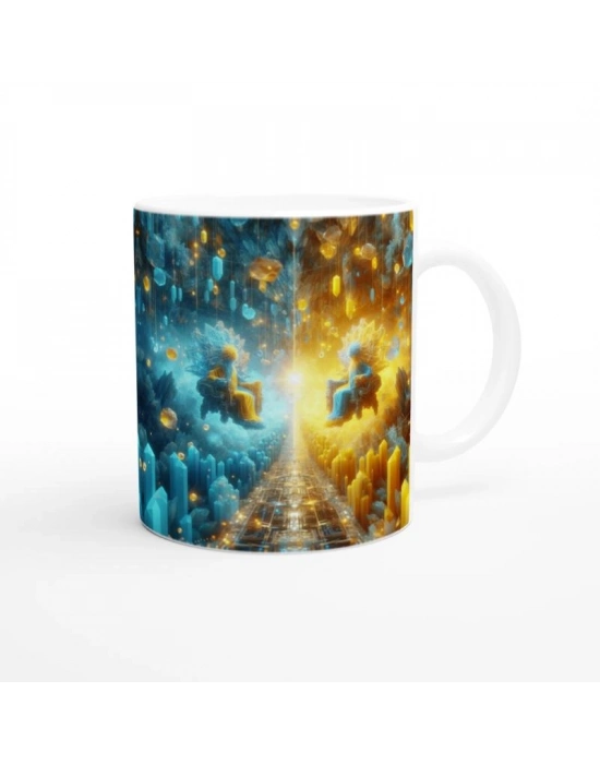 İkizler Burcu Baskılı Kahve Kupası - Büyülü Kristal Mağarası Temalı Vs2