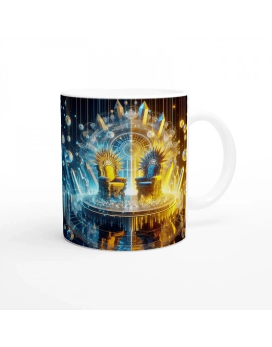 İkizler Burcu Baskılı Kahve Kupası - Büyülü Kristal Mağarası Temalı Vs4