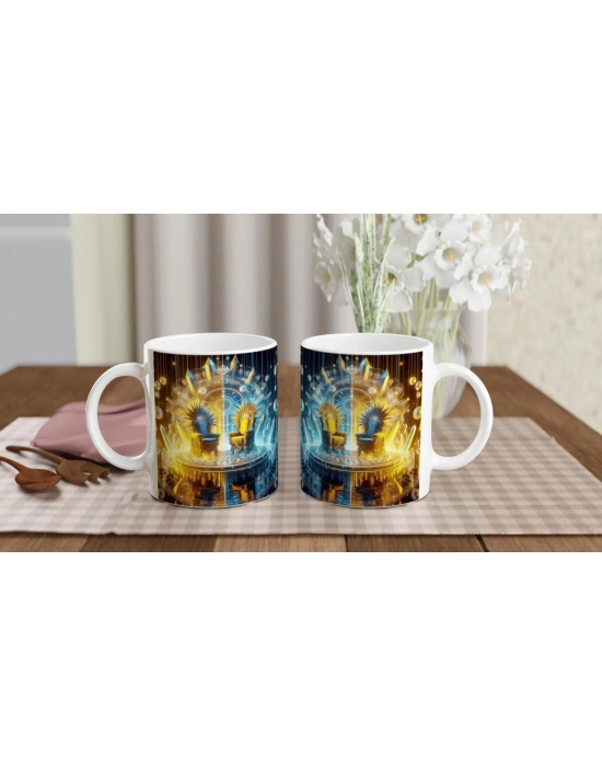 İkizler Burcu Baskılı Kahve Kupası - Büyülü Kristal Mağarası Temalı Vs4