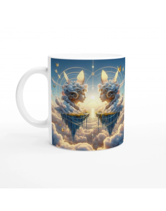 İkizler Burcu Baskılı Kahve Kupası - Elementsel Doğa Krallığı Temalı Vs3