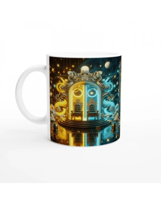 İkizler Burcu Baskılı Kahve Kupası - Galaktik Taht Odası Temalı Vs1