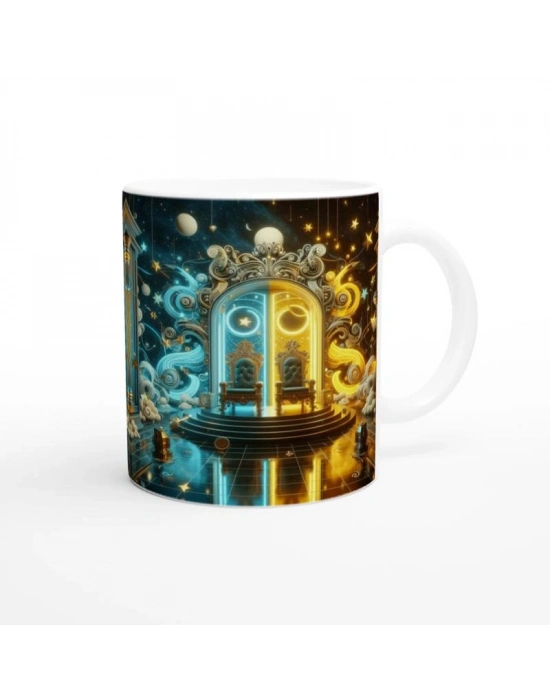 İkizler Burcu Baskılı Kahve Kupası - Galaktik Taht Odası Temalı Vs1