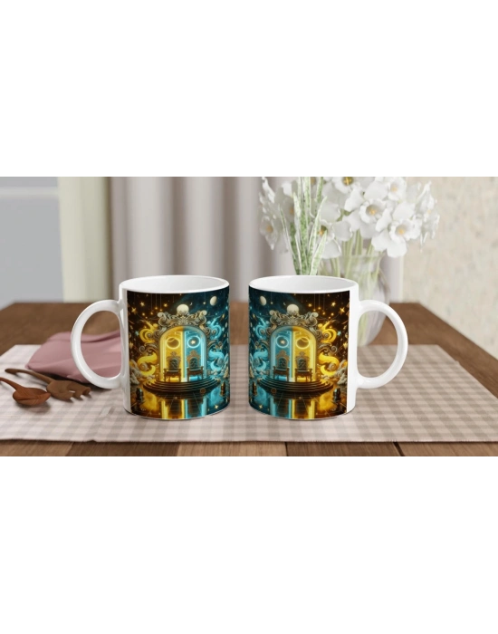 İkizler Burcu Baskılı Kahve Kupası - Galaktik Taht Odası Temalı Vs1