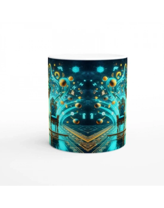 İkizler Burcu Baskılı Kahve Kupası - Galaktik Taht Odası Temalı Vs2