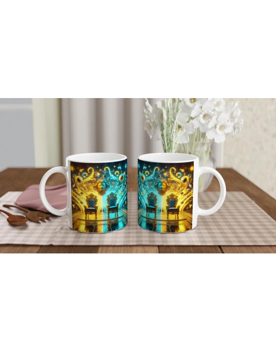 İkizler Burcu Baskılı Kahve Kupası - Galaktik Taht Odası Temalı Vs2