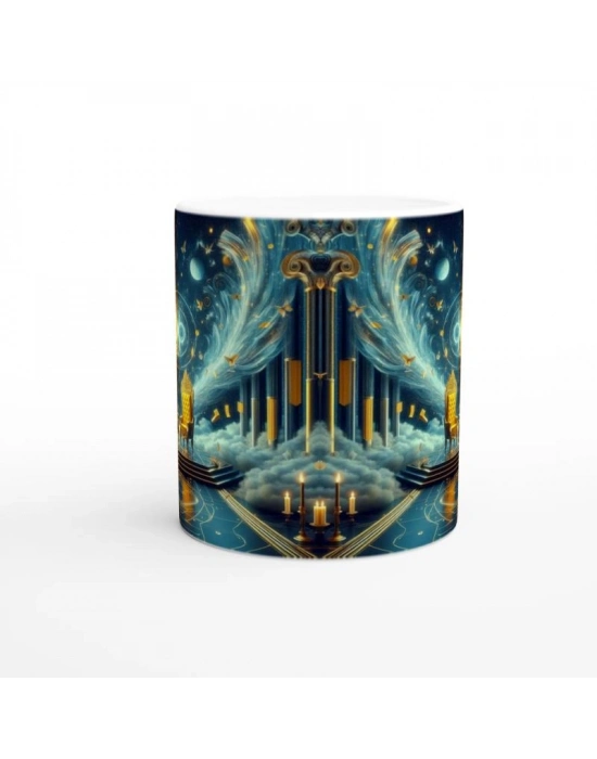 İkizler Burcu Baskılı Kahve Kupası - Galaktik Taht Odası Temalı Vs4