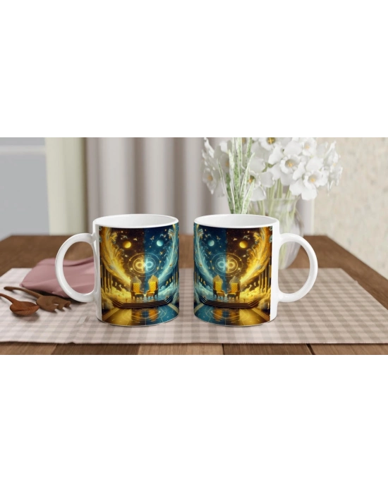 İkizler Burcu Baskılı Kahve Kupası - Galaktik Taht Odası Temalı Vs4