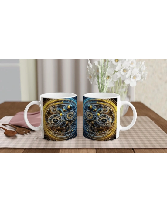 İkizler Burcu Baskılı Kahve Kupası - Zamanın Çarkları Astroloji Mekanizması Vs3