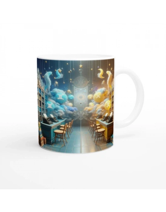 İkizler Burcu Baskılı Kahve Kupası - Zodyak Kütüpanesi Vs1