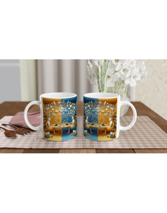 İkizler Burcu Baskılı Kahve Kupası - Zodyak Kütüpanesi Vs2