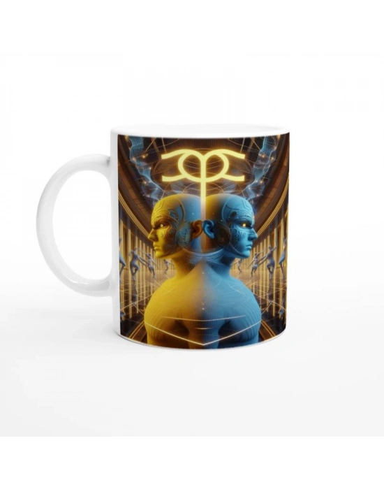 İkizler Burcu Baskılı Kahve Kupası - Zodyak Maskeli Balo Vs1