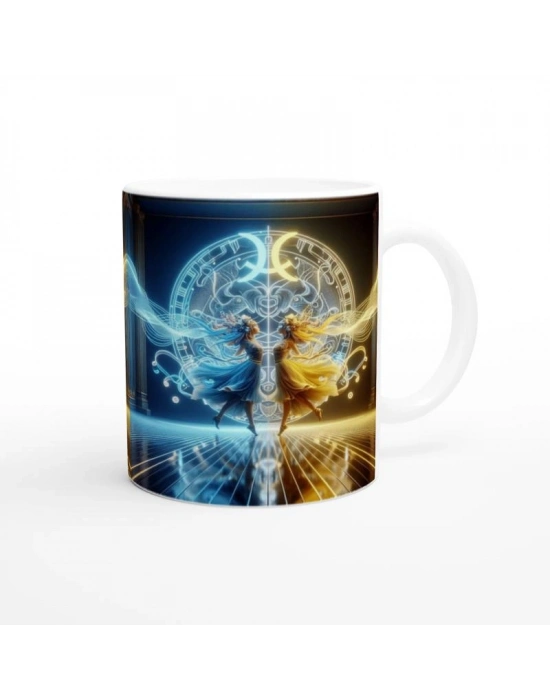 İkizler Burcu Baskılı Kahve Kupası - Zodyak Maskeli Balo Vs2