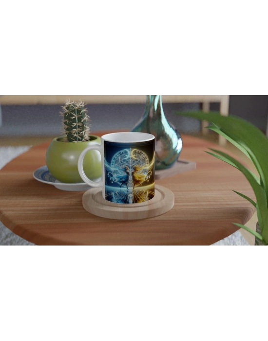 İkizler Burcu Baskılı Kahve Kupası - Zodyak Maskeli Balo Vs2