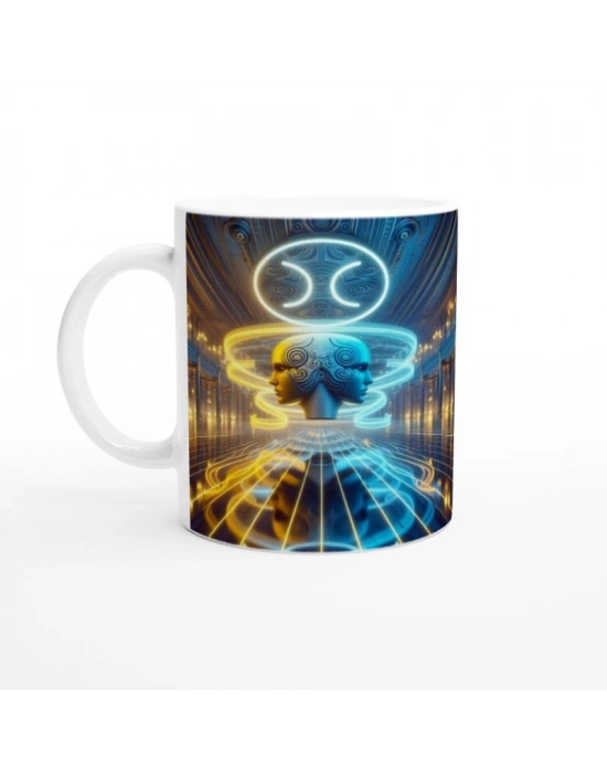 İkizler Burcu Baskılı Kahve Kupası - Zodyak Maskeli Balo Vs3