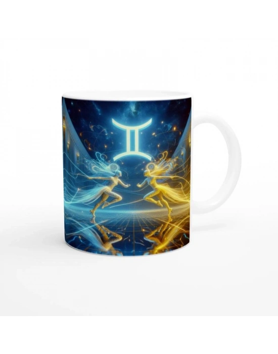 İkizler Burcu Baskılı Kahve Kupası - Zodyak Maskeli Balo Vs4