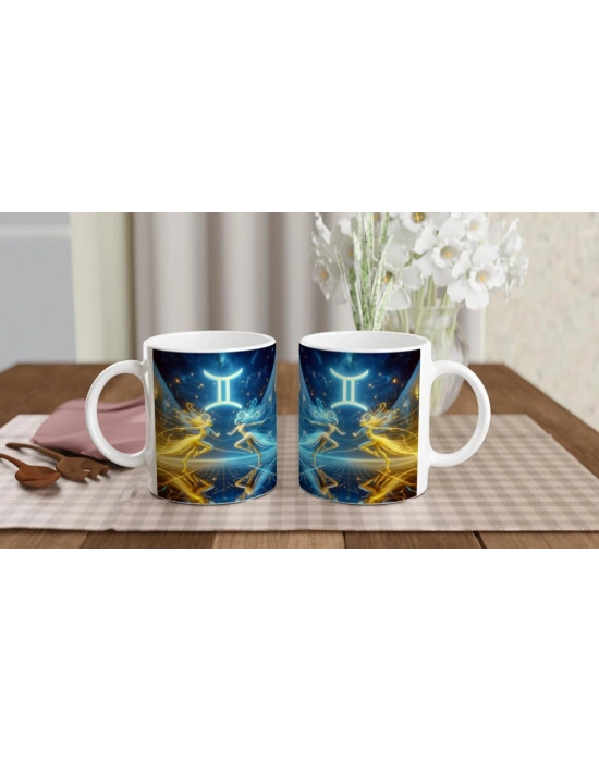 İkizler Burcu Baskılı Kahve Kupası - Zodyak Maskeli Balo Vs4