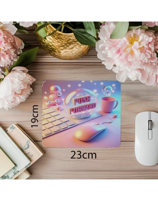 İleri Git Sloganlı Mouse Pad – Enerji Dolu Tasarım - 19x23 cm 2 mm Dikdörtgen İthal Baskılı Mouse Pad