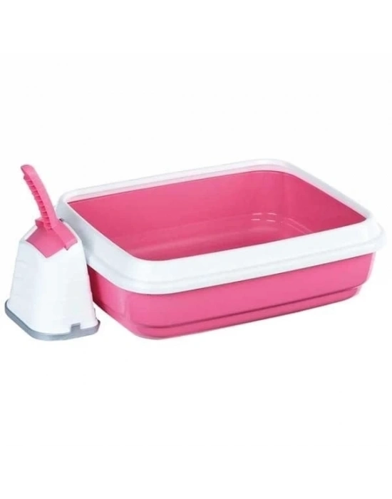 İmac Duo Kürekli Açık Kedi Tuvaleti Pembe 50x40x15 Cm