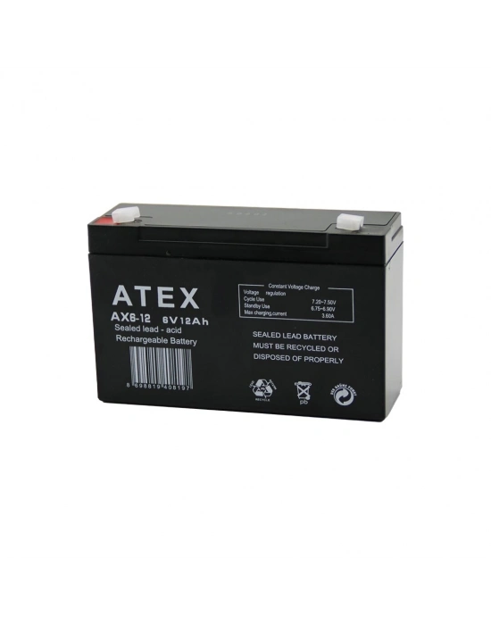 Atex Ax6-12 ( İnce ) Akü ( 6v-12ah ) Amper*10