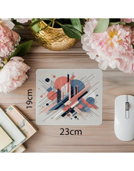 İnce Çubuklu Soyut Şekilli Mouse Pad - 19x23 cm 2 mm Dikdörtgen İthal Baskılı Mouse Pad