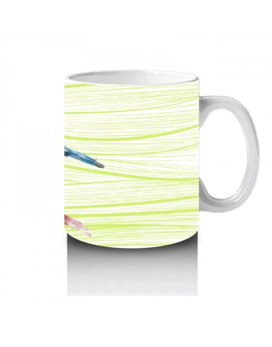 İnce Dallarda Oturan Renkli Kuş – Baskılı Kahve Kupası