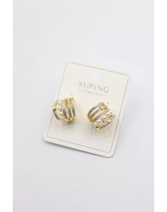 İnci Halka Küpe - Altın