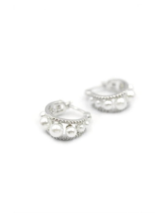 İnci Halka Küpe - Gümüş