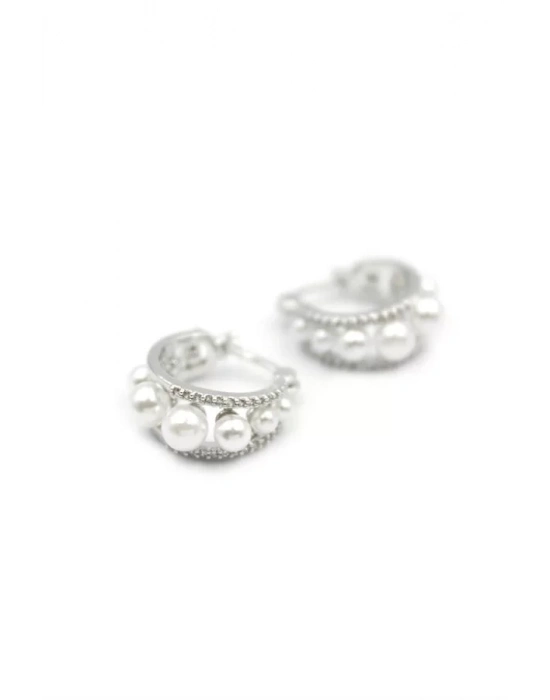 İnci Halka Küpe - Gümüş