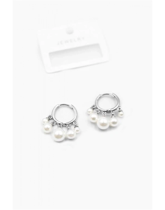 İnci Sallantılı Shakira Küpe - Gümüş