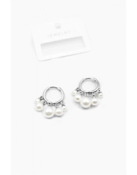 İnci Sallantılı Shakira Küpe - Gümüş