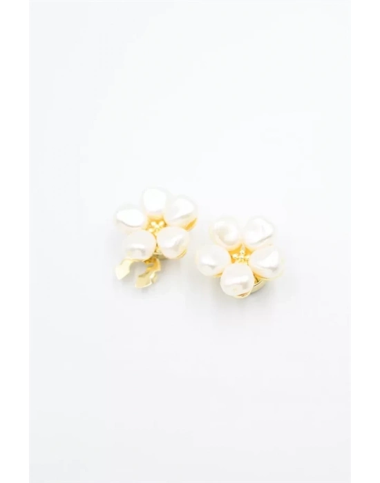 İncili Düğme Broşu - Altın