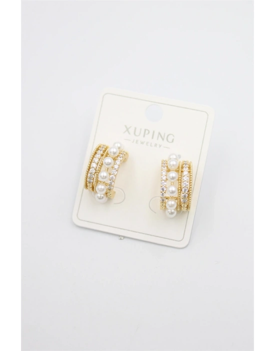 İncili Halka Küpe - Altın