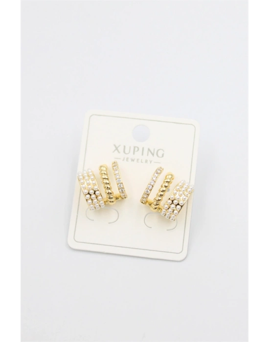 İncili Halka Küpe - Altın