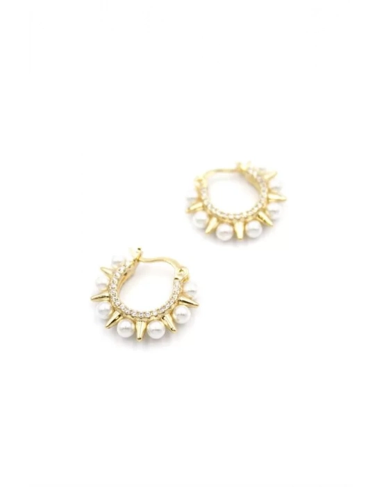 İncili Halka Küpe - Altın