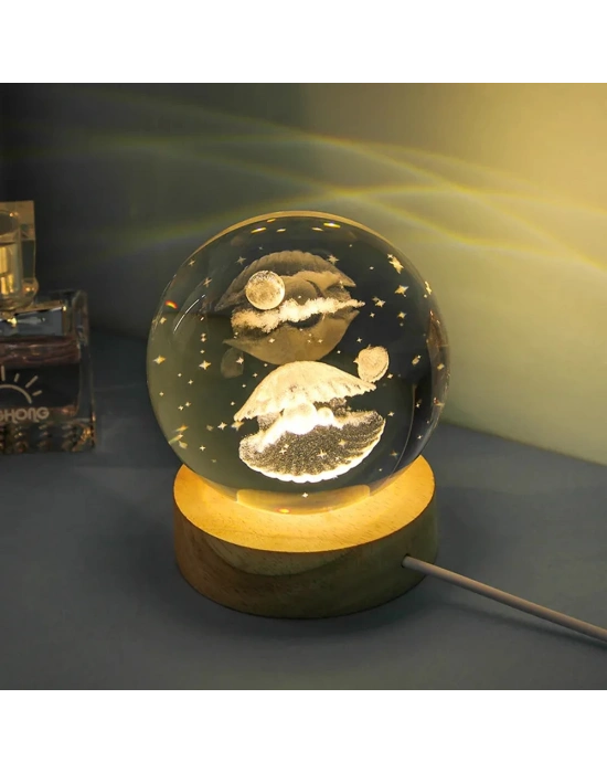 İncili İstiridye Tasarımlı Işıklı Cam Küre